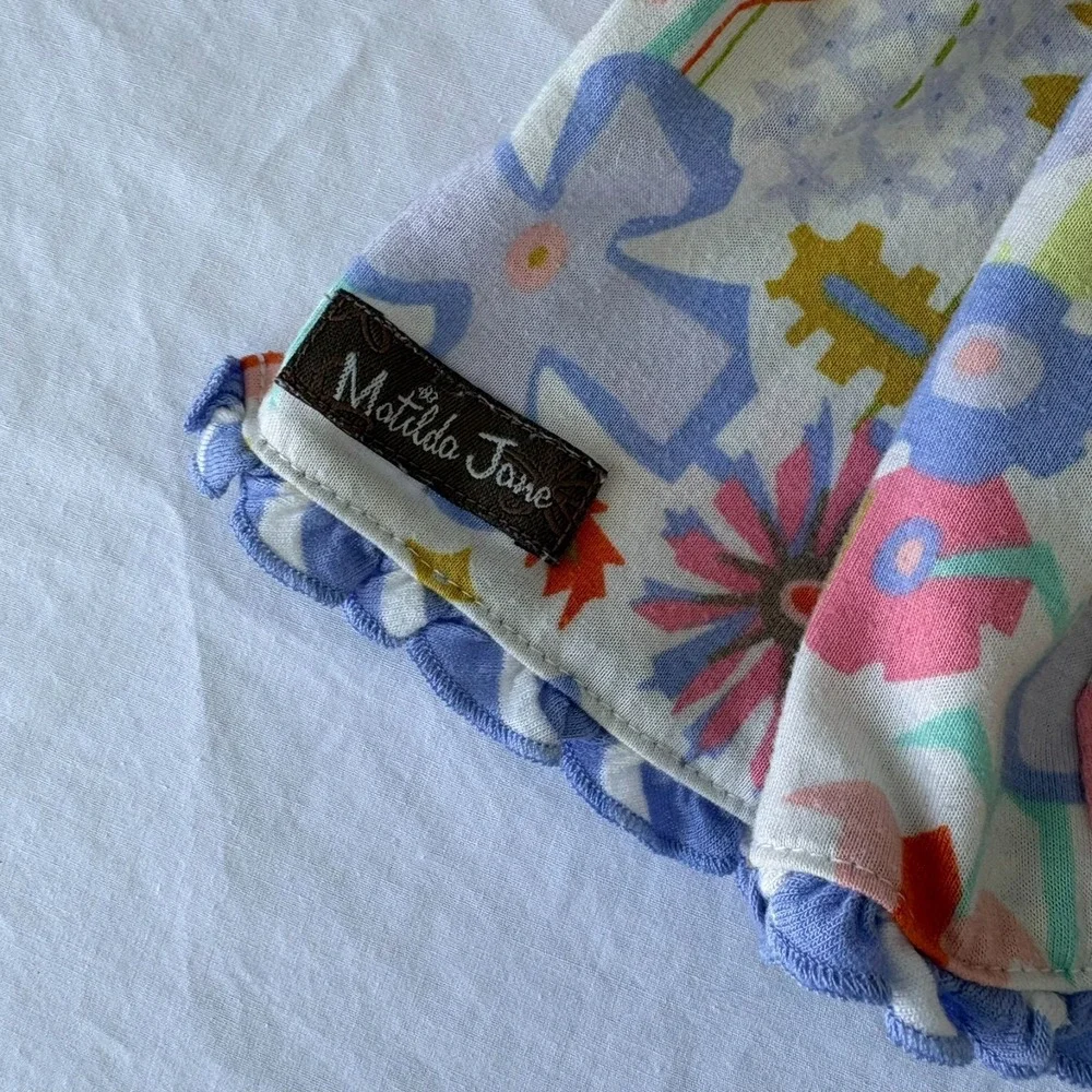 Matilda Jane Girls Multicolor Swan Print Floral Ruffle Tunic Top Size 4